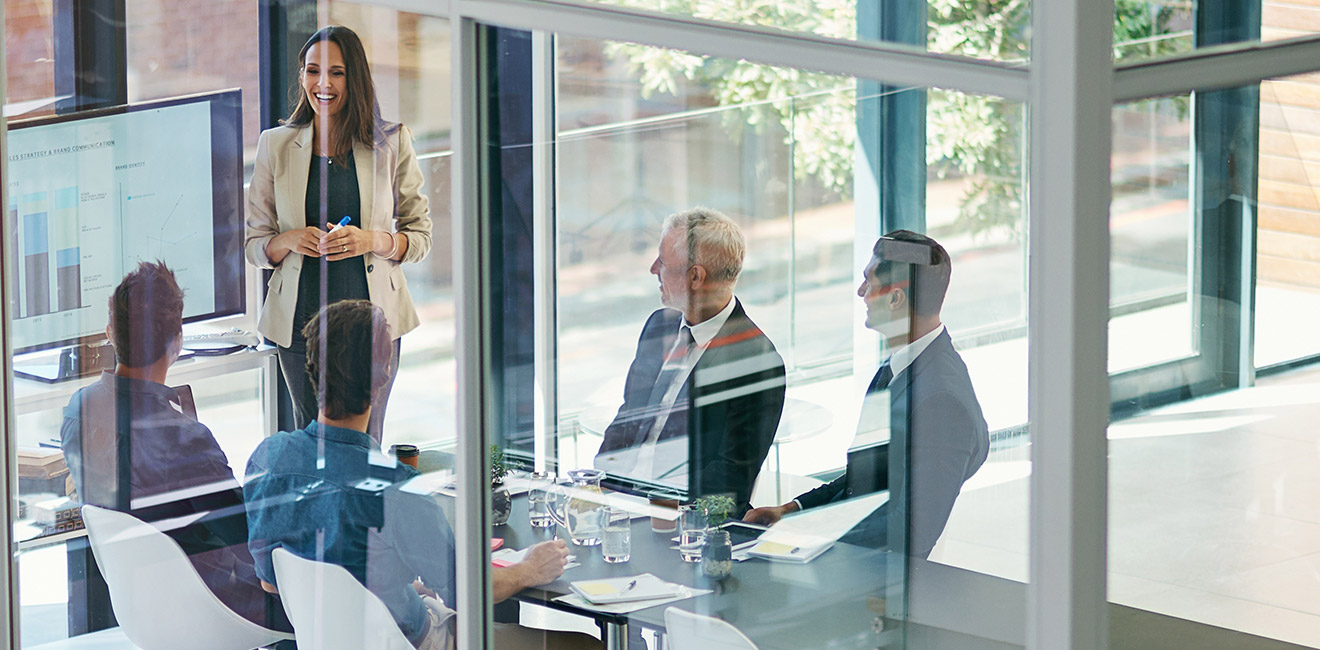 Professionals meeting in a modern office.